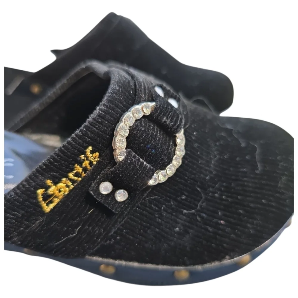 Lipstik By Madonna Black Corduroy Vintage Clogs Girl Size 12.5/ EU 30 New In Box
